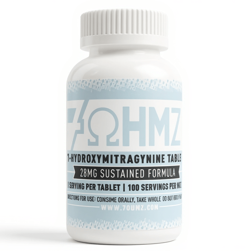 7OHMZ 28mg Sustained Formula 7 - Hydroxymitragynine 30 and 100 Count Tablets - Kratom Hood