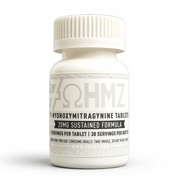 7OHMZ 28mg Sustained Formula 7 - Hydroxymitragynine 30 and 100 Count Tablets - Kratom Hood